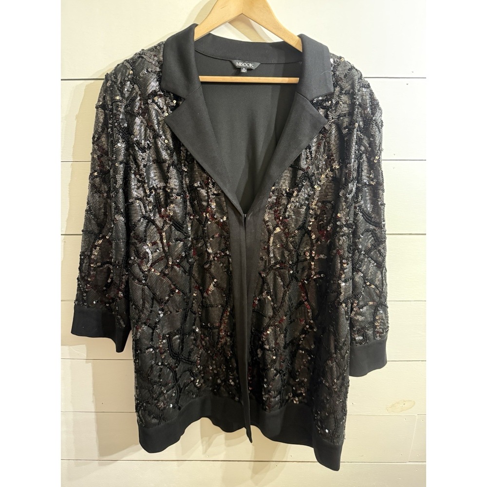 Black Sequin MISOOK BLACK JACKET Women's size X-Large Dressy Cocktail
